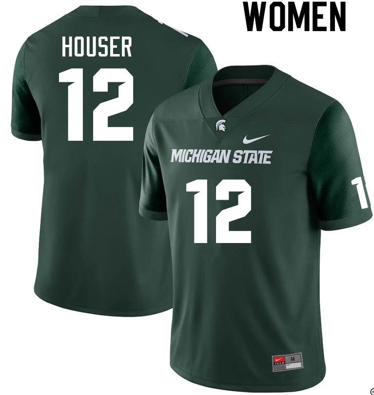 Women #12 Katin Houser Michigan State Spartans College Football Jerseys Sale-Green